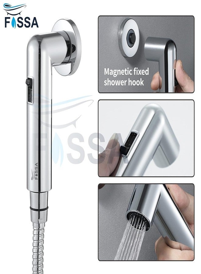 Fossa Magnetic Health Faucet ABS Body | for Toilet Handheld Bidet Sprayer with 1 Meter Stainless Steel Hose Pipe & Magnetic Wall Holder | Silver (Chrome Finish) - Image 2
